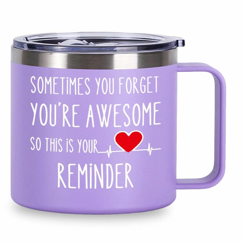 Friendship Gifts for Women Best Friend - Unique 14 Oz Stainless Steel Coffee Mug for Female Friends Bestie Birthday Gifts - Sometimes You Forget You're Awesome