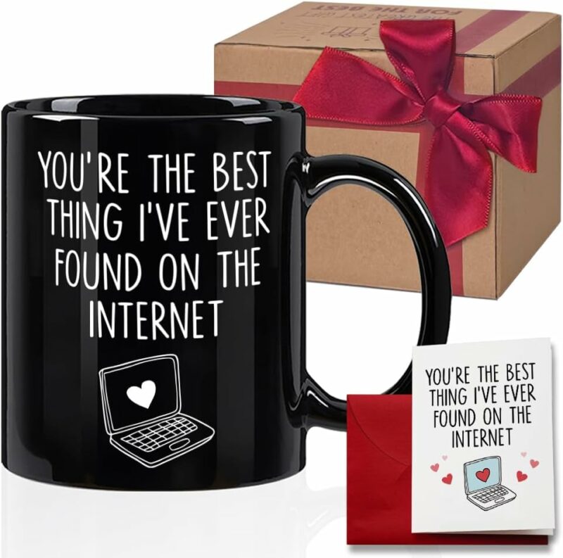 Funny Anniversary Mug Gifts for Husband Wife Boyfriend Girlfriend, Internet Dating Mug Gift, Best Thing I've Ever Found on The Internet Coffee Mug 11Oz, Couple Anniversary Mug Gift