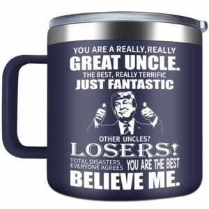 Funny Uncle Mug Gifts for Uncle from Niece Nephew - Great Uncle 14oz Stainless Steel Coffee Mug - Christmas Birthday Present for Uncle