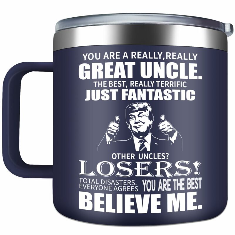 Funny Uncle Mug Gifts for Uncle from Niece Nephew - Great Uncle 14oz Stainless Steel Coffee Mug - Christmas Birthday Present for Uncle