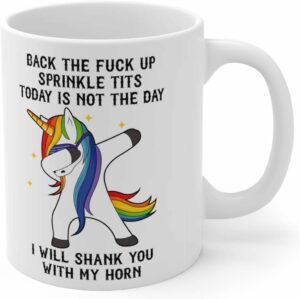 Funny Unicorn Gifts For Women Dabbing Unicorns Lovers Mom Mug Birthday Gift Christmas 2024 Fun Quotes Back The F Up Coffee Cup White 11oz