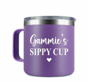 Gammie's Sippy Cup Travel Mug With Handle - Gammie Tumbler Handle - Birthday Gifts For Gammie - Daughter - New Gammie Gifts - Mothers Day Gift - Parent Gift - Gammie Mug, 14oz