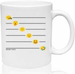 Gear Tatz Funny Coffee Mug/Cup With Emoji Emotional Indicator, White, Ceramic, 11oz. double-sided fun novelty gag prank mothers day gifts for women,men,boss,dad,husband...
