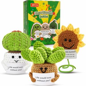 Gifts for Women Men Emotional Potato Pickle: 3Pcs Funny Crochet Dolls Christmas Stocking Stuffers Friends Coworkers Roommates College Students Sister with Cheer Up Cards...