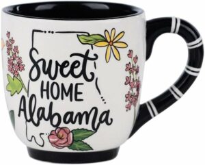 Glory Haus Sweet Home Alabama Flower Mug - 16oz Ceramic Coffee Mugs, Ideal for Hot Drinks like Tea, Coffee, Hot Chocolate, Floral Cups Perfect for Alabama Residents, Souvenirs...