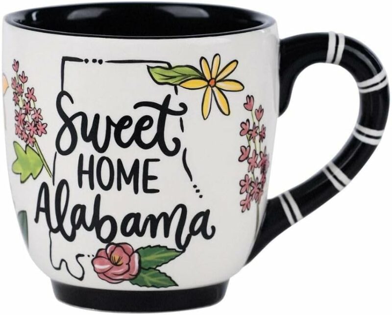 Glory Haus Sweet Home Alabama Flower Mug - 16oz Ceramic Coffee Mugs, Ideal for Hot Drinks like Tea, Coffee, Hot Chocolate, Floral Cups Perfect for Alabama Residents, Souvenirs...