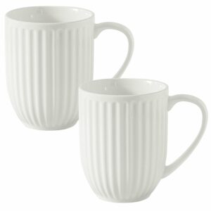 Hasense Porcelain Coffee Mug Set of 2, 20 Oz Large Coffee Mug, Ceramic Latte Cup with Handle, Modern Ribbed Design Tea Cup for Coffee, Cocoa, Wedding, Housewarming Gift, White