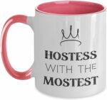 Hostess with the Mostest 11oz Pink Ceramic Princess Novelty Quote Mug, Gifts for Hostesses, Event Planner, Home, Hot Drinks