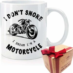 I Don't Snore I Dream I'm A Motorcycle Mug Birthday Gift for Motorcycle Lover, Biker Rider Gift for Dad Husband Boyfriend Uncle, Racing Car Gifts for Men, Motorcycle Father Day...