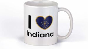 I Love Indiana Coffee Mug | State Pride Cup | Great Gift Idea | 11 Ounce Coffee Mug | CM1135