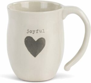 Joyful Heart Cream Inspirational 16 ounce Ceramic Stoneware Coffee Mug