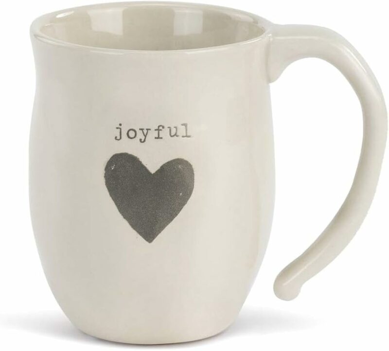 Joyful Heart Cream Inspirational 16 ounce Ceramic Stoneware Coffee Mug