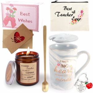 LDIWEE Teacher Appreciation Gift Sets for Women, Thank You Graduation Gift Box from Students, Funny Teacher Gift Basket with Ceramic Coffee Mug, Cosmetic Bag, Scented Candle,...