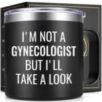 Lifecapido Funny Gifts for Men, I'm Not A Gynecologist But I’ll Take A Look 14 oz Insulated Coffee Mug, Great Dirty Santa Gifts, Birthday Christmas Gag Gifts for Men, Dad,...