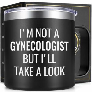 Lifecapido Funny Gifts for Men, I'm Not A Gynecologist But I’ll Take A Look 14 oz Insulated Coffee Mug, Great Dirty Santa Gifts, Birthday Christmas Gag Gifts for Men, Dad,...