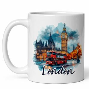 London England Mug for Women Men Ceramic Mugs Tea Coffee Cup with Handle Cute White - 11 oz Funny Novelty Nice Graphic Design Print for Kitchen ID44991