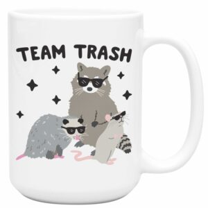 LookHUMAN Team Trash Coffee Mug - Funny Coffee Mugs Adult Humor, Double Sided Print Ceramic Coffee Cups as Raccoon Gifts & Possum Gifts, Dishwasher Safe Novelty Coffee Mugs for...