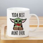 LOZACHE Aunt Gifts from Niece Nephew, BAE Best Aunt Ever Baby Yodas Coffee Mug, Mothers Day Birthday Gifts for Great Aunt Auntie Appreciation Present, 11oz White (Yodas Aunt)