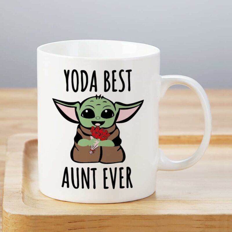 LOZACHE Aunt Gifts from Niece Nephew, BAE Best Aunt Ever Baby Yodas Coffee Mug, Mothers Day Birthday Gifts for Great Aunt Auntie Appreciation Present, 11oz White (Yodas Aunt)