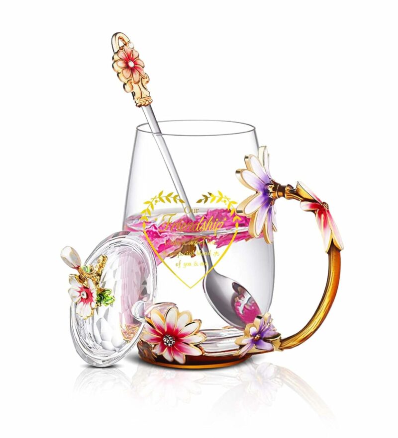 Luka Tech Friendship Gifts For Women,Friend Gifts For Women, Lovely Flower Tea Cup Coffee Mug Birthday Gifts For BFF, Female, Corworker, Bestie