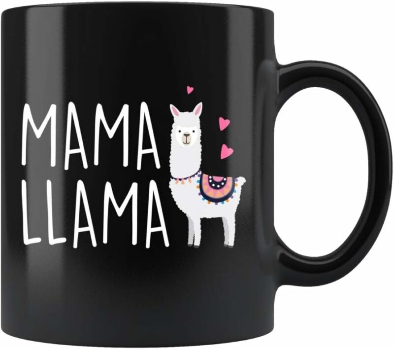 Mama Llama Black Coffee Mug - Llama Mug, Mother's Day Gift, Funny Mom Mugs, Birthday Coffee Cup for Her, Cute Mama Llama Gifts