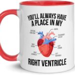 Medical Student Coffee Mug Gifts Pre Medical - Premed Student Pre Med - Funny Gag Gifts For College Medical School -My Right Ventricle (11 oz, Red)