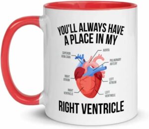 Medical Student Coffee Mug Gifts Pre Medical - Premed Student Pre Med - Funny Gag Gifts For College Medical School -My Right Ventricle (11 oz, Red)