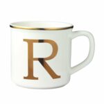 Miicol Ceramic Coffee Mug 16 oz, Monogram Coffee Cup, Golden Initial Tea Mug, Personalized Tea Cup, Unique Gift, Large Mug for Home, Office, Letter R