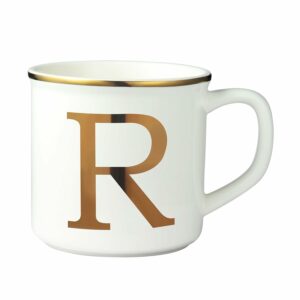 Miicol Ceramic Coffee Mug 16 oz, Monogram Coffee Cup, Golden Initial Tea Mug, Personalized Tea Cup, Unique Gift, Large Mug for Home, Office, Letter R