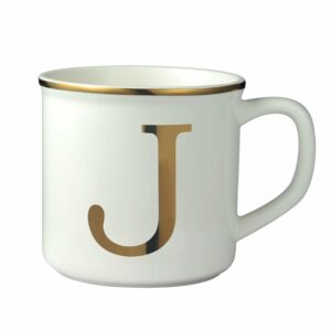 Miicol Ceramic Coffee Mug 16 oz, Monogram Coffee Cup, Golden Initial Tea Mug, Personalized Tea Cup, Unique Gift, Large Mug for Home, Office, Letter J