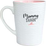 Mommy Shark 16 oz Coffee And Tea Cups,For Mom Mother's Day Valentine's Day/Anniversary/Birthday Ceramic Funny Mugs (Pink)