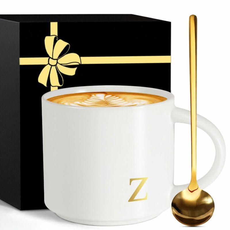 Monogrammed Ceramic Large Coffee Mug Tea Cup Women Men Teacher Gifts Female Male Preschool Kindergarten Pre K Prek Middle High School First Year 1st 2nd 3rd 4th 5th Grade,Z