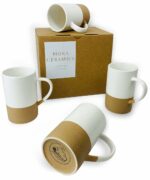 Mora Ceramics 12oz Coffee Mug Set of 4 - Ceramic Tea Cups with Handle - Microwave and Dishwasher Safe, Perfect For Cup or Mug Lovers - Rustic Matte Glaze, Modern Design Mugs -...