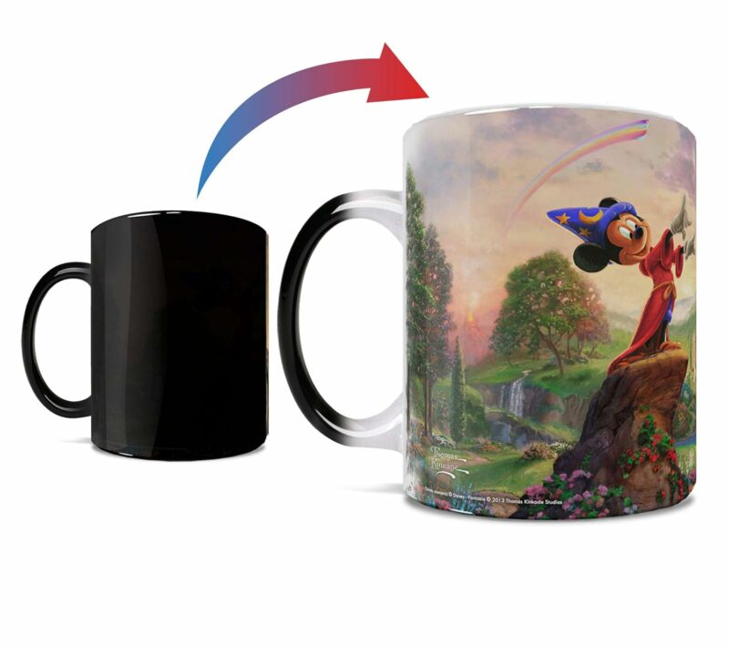 Morphing Mugs Disney - Fantasia - Mickey Mouse - Thomas Kinkade - One 11 oz Color Changing Heat Sensitive Ceramic Mug – Image Revealed When HOT Liquid Is Added!