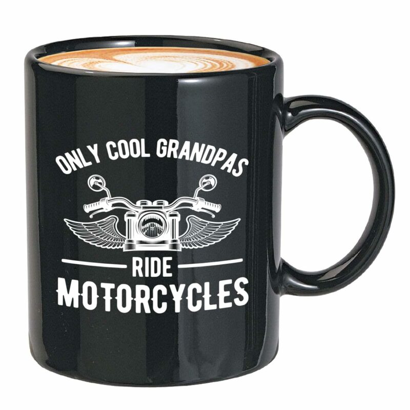 Motorcycle Rider Coffee Mug 11oz Black - Only cool grandpas ride motorcycles - Funny Unique Quotes Idea for Biker Rider Bike Enthusiast Father Dad Old Man