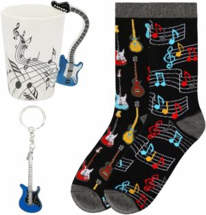 Music Gifts for Men,Gifts for Musicians,Music Lovers Gifts for Men,Guitar Gifts for Men Unique,Blue Guitar Coffee Mugs,Coffee Cups for Guitar Lovers,Guitar Socks,Gifts for...