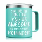 NOWWISH Gifts for Her, Sometimes You Forget You're Awesome Coffee Mug, Inspirational Gifts, Thank You Appreciation Gifts for Coworker, Teacher, Mom, Wife, Sister - Green