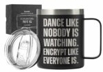 Onebttl Cybersecurity Gifts, 12oz Stainless Steel Insulated Coffee Mug, Cyber Security Expert Gift, Programmer Gift for Men, Dance