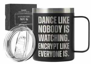 Onebttl Cybersecurity Gifts, 12oz Stainless Steel Insulated Coffee Mug, Cyber Security Expert Gift, Programmer Gift for Men, Dance