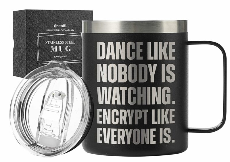 Onebttl Cybersecurity Gifts, 12oz Stainless Steel Insulated Coffee Mug, Cyber Security Expert Gift, Programmer Gift for Men, Dance