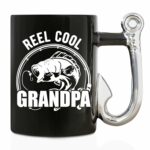 Onebttl Grandpa Gifts Fishing Coffee Mug, Grandfather Gift from Granddaughter and Grandson, 13.5oz/400ml Funny Ceramic Mug for Christmas, Father's Day - Reel Cool Grandpa