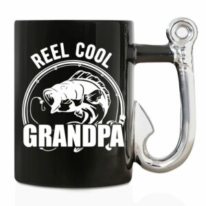 Onebttl Grandpa Gifts Fishing Coffee Mug, Grandfather Gift from Granddaughter and Grandson, 13.5oz/400ml Funny Ceramic Mug for Christmas, Father's Day - Reel Cool Grandpa