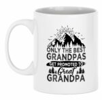 Only The Best Grandpas Get Promoted To Great Grandpa Mug, Pregnancy Announcement Cup, Great Grandpa Mug From Grandchild 11 oz White Ceramic
