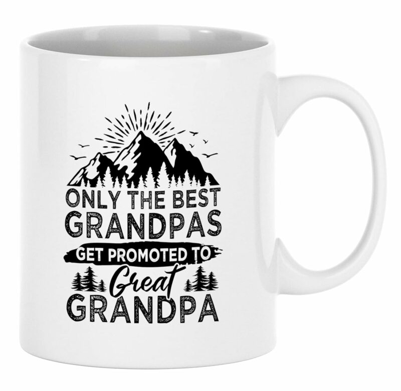 Only The Best Grandpas Get Promoted To Great Grandpa Mug, Pregnancy Announcement Cup, Great Grandpa Mug From Grandchild 11 oz White Ceramic