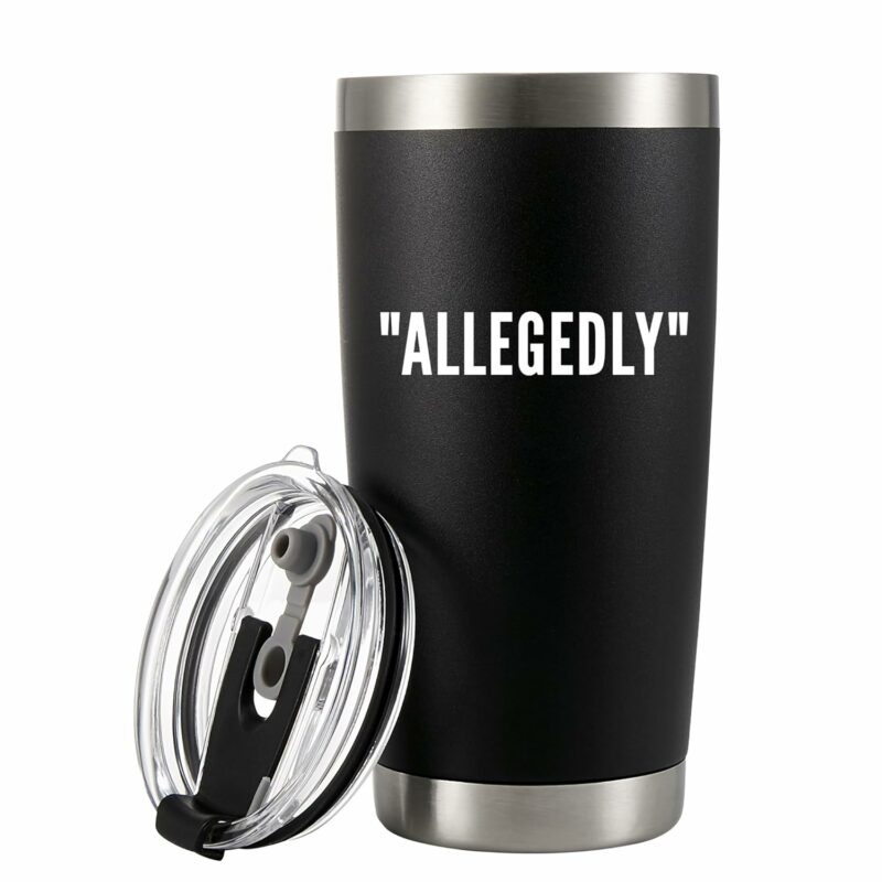 Panvola Allegedly Lawyer Mug Funny Graduation Gift For Law Student Teacher Attorney Vacuum Insulated Tumbler With Straw Lid Funny Stainless Steel Drinkware 30 oz Black (20 oz)
