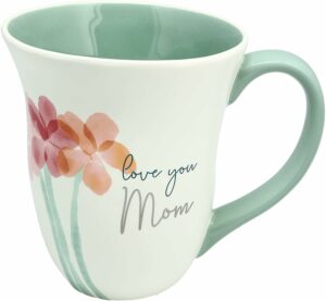 Pavilion - 16 oz Large Coffee Cup Mug Love You Mom Watercolor Flower Trio