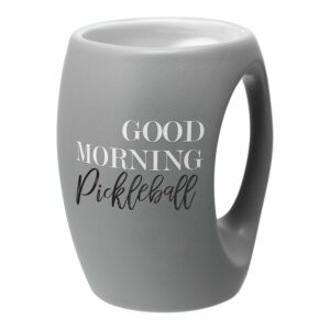 Pavilion Gift Company - Good Morning Pickleball - 16 oz Gray Coffee Mug Tea Cup Gift Partner Player Sports Lover Friend Birthday Long Distance Present
