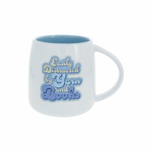 Pavilion Gift Company- Yarn & Books - 22oz Ceramic Mug Coffee Tea Cup Yarn Crochet Knit Books Reader Library Book Lover Yarn Lover