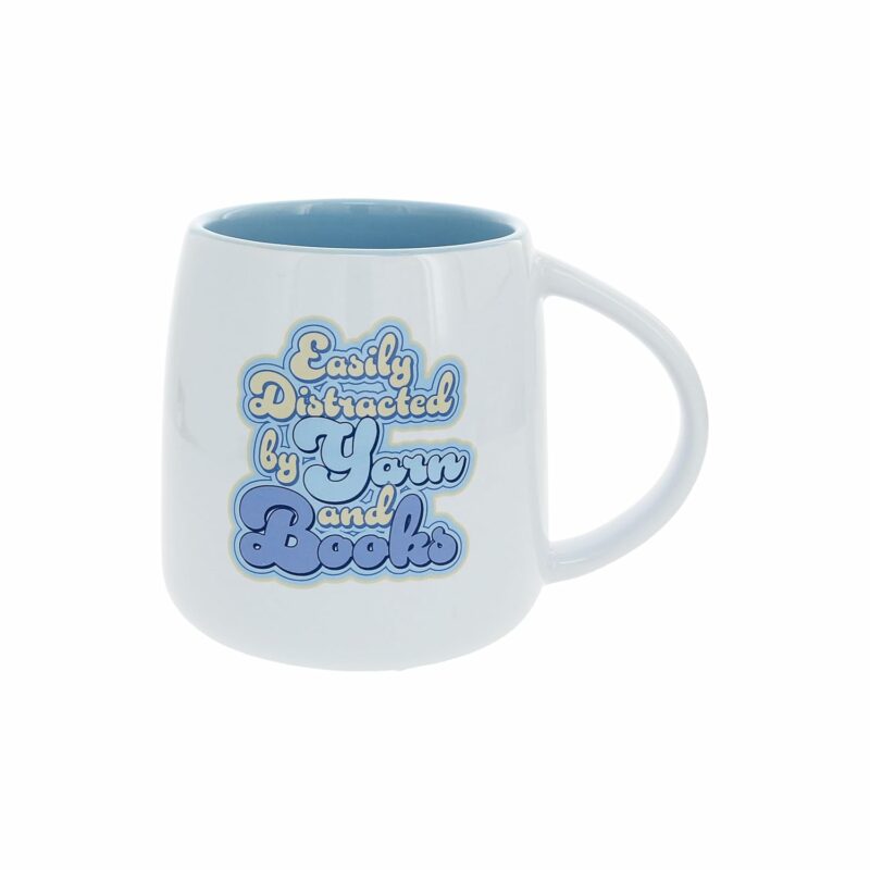 Pavilion Gift Company- Yarn & Books - 22oz Ceramic Mug Coffee Tea Cup Yarn Crochet Knit Books Reader Library Book Lover Yarn Lover
