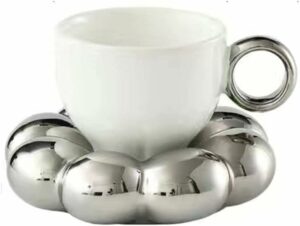 Personalized Mug Silver Ceramic Mug Coffee Cup For Drinking Tea In The Afternoon Nordic Style Teacher Gift (A-Silver Ceramic Coffee Mug)